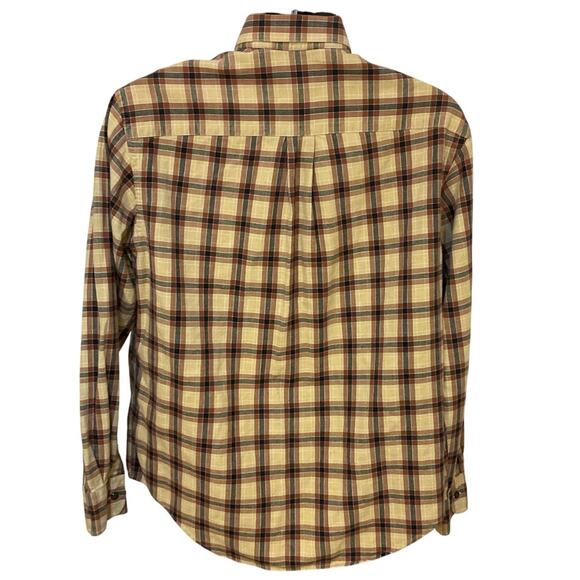 St. John’s Bay Plaid Jaspe Twill Button Up Shirt Size M Tan Long Sleeve Casual - Picture 4 of 8